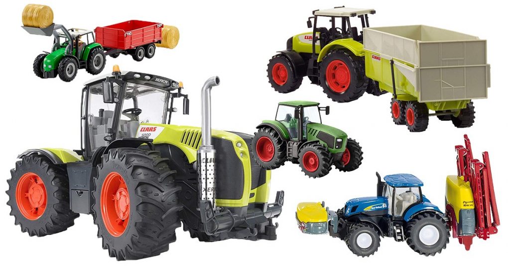 riesiger Spielzeug Traktor mit Rückzug Anhänger und Bauernhoftieren rot 50 cm NE 