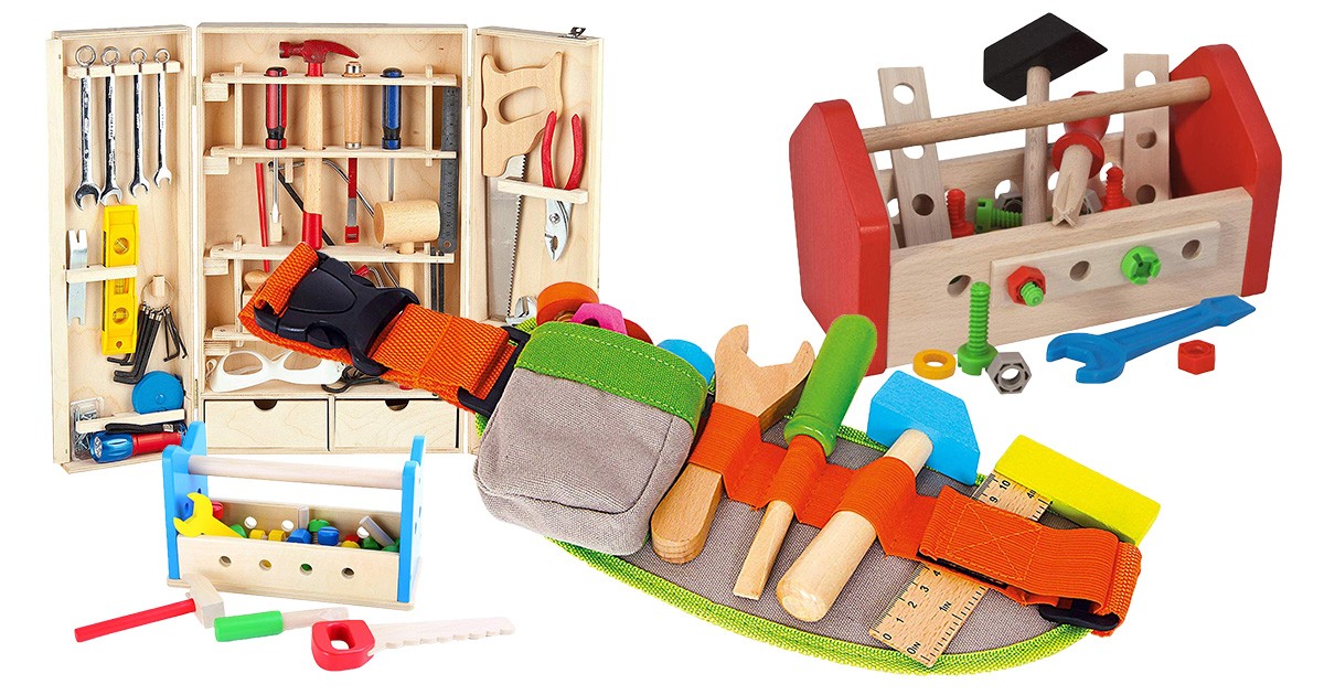 Deluxe Werkzeug für Kinder Mit Akkubohrschrauber Werkzeugkasten Holzschrank 